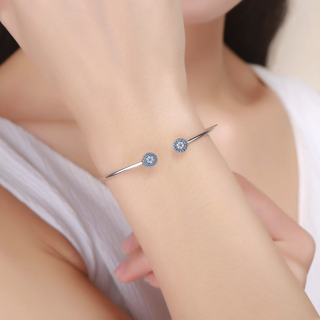 925 Sterling Silver Bracelet with Outer Diameter 6cm and Wall Thickness 0.2cm for Women