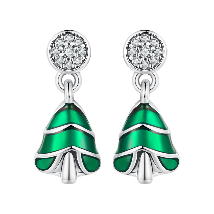 925 Sterling Silver Earrings with Enamel and Pavé Set CZ in Oxidized Silver