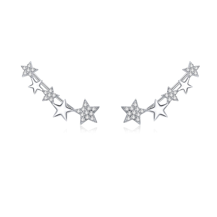 925 Sterling Silver Earrings with Plated Platinum and Pavé Setting CZ