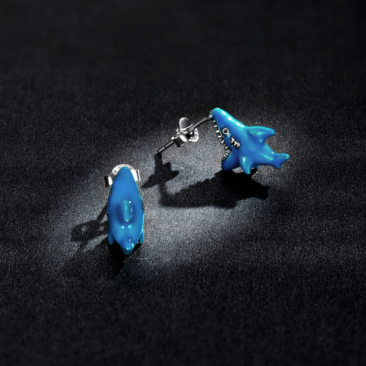 925 Sterling Silver Oxidized Enamel Earrings for Women - 1.3x0.5cm