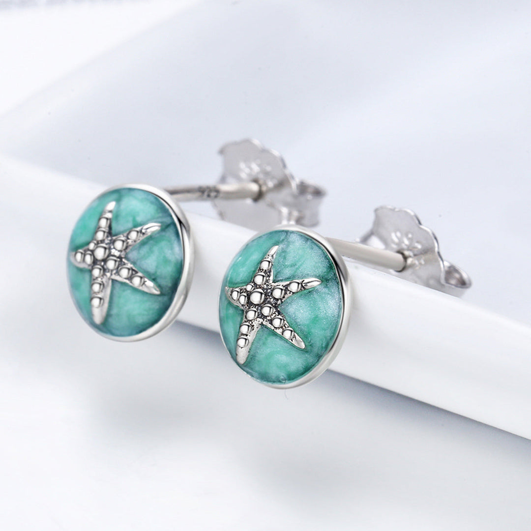 925 Sterling Silver Oxidized Enamel Earrings