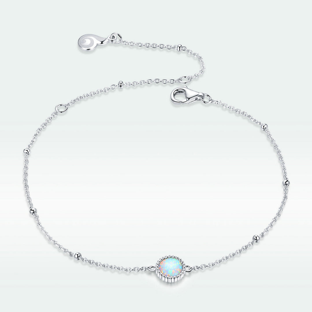 925 Sterling Silver Opal Bracelet for Women - Adjustable Size, Translucent Color