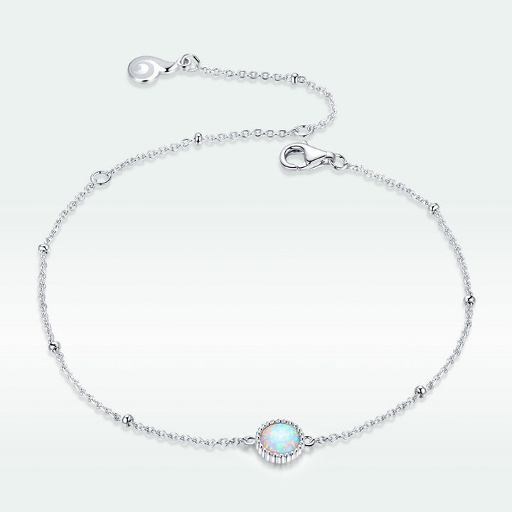 925 Sterling Silver Opal Bracelet for Women - Adjustable Size, Translucent Color