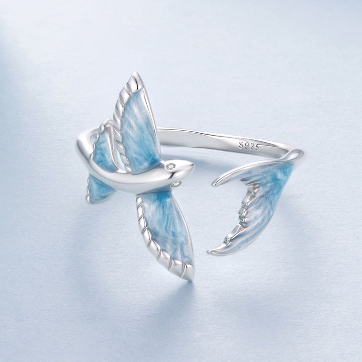 925 Sterling Silver White Enamel Pavé Set CZ Ring for Women