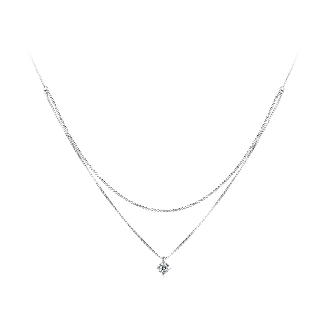 925 Sterling Silver Necklace with 8x6mm Pavé Setting CZ Pendant for Women