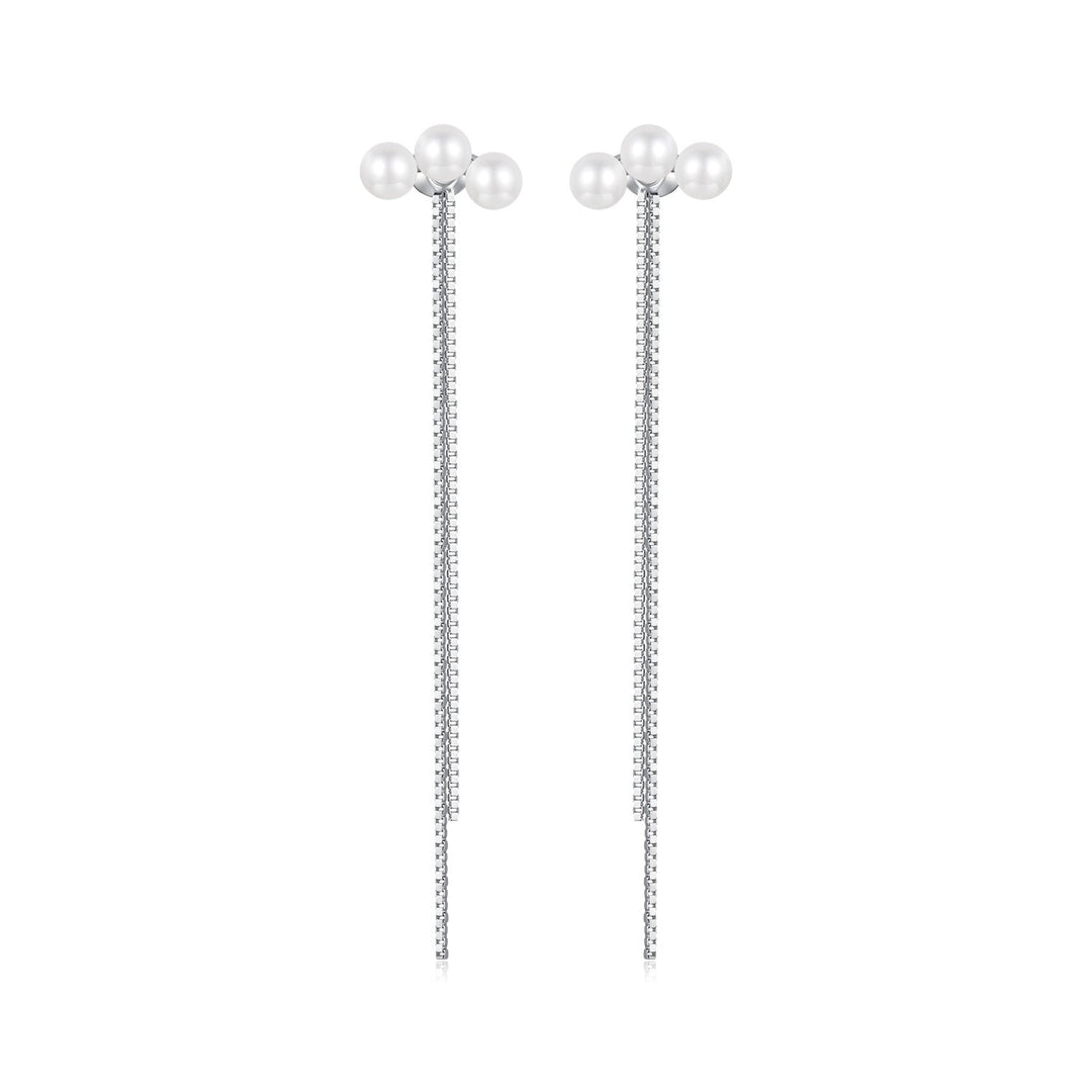 925 Sterling Silver White Gold Plated Shell Pearl Earrings