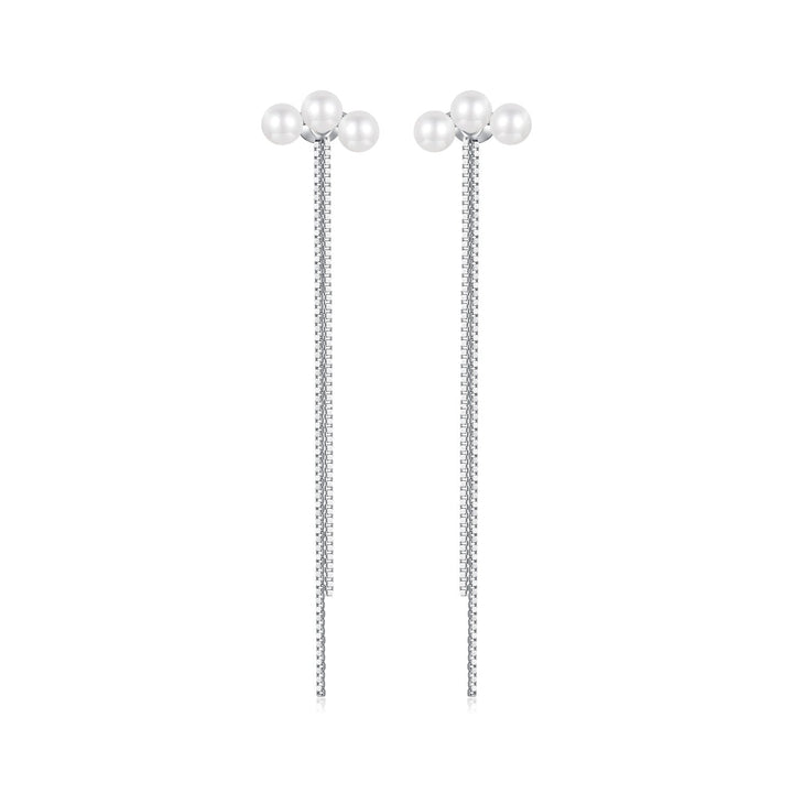 925 Sterling Silver White Gold Plated Shell Pearl Earrings