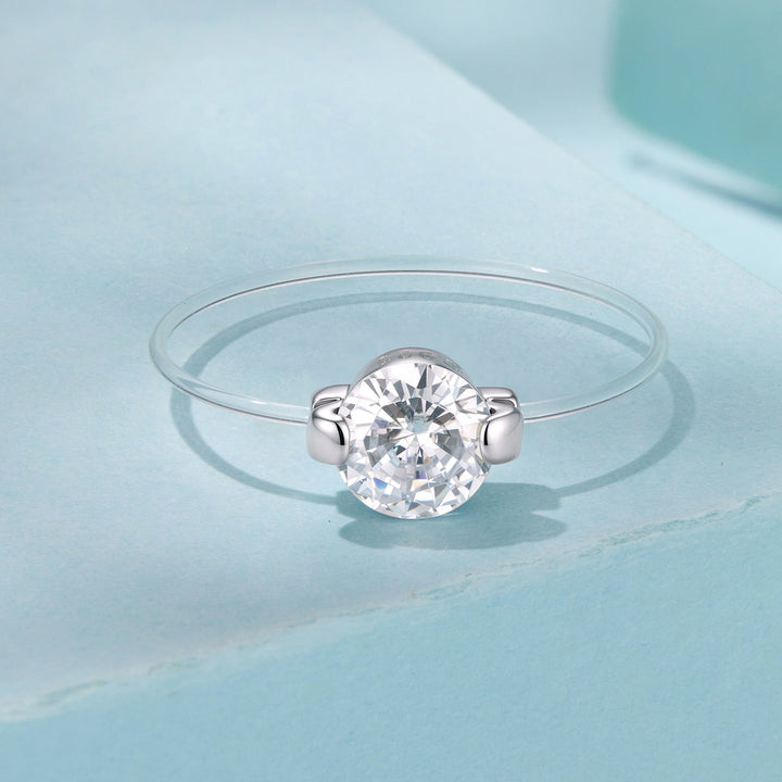 925 Sterling Silver White Gold Plated CZ Ring Size 6 for Women