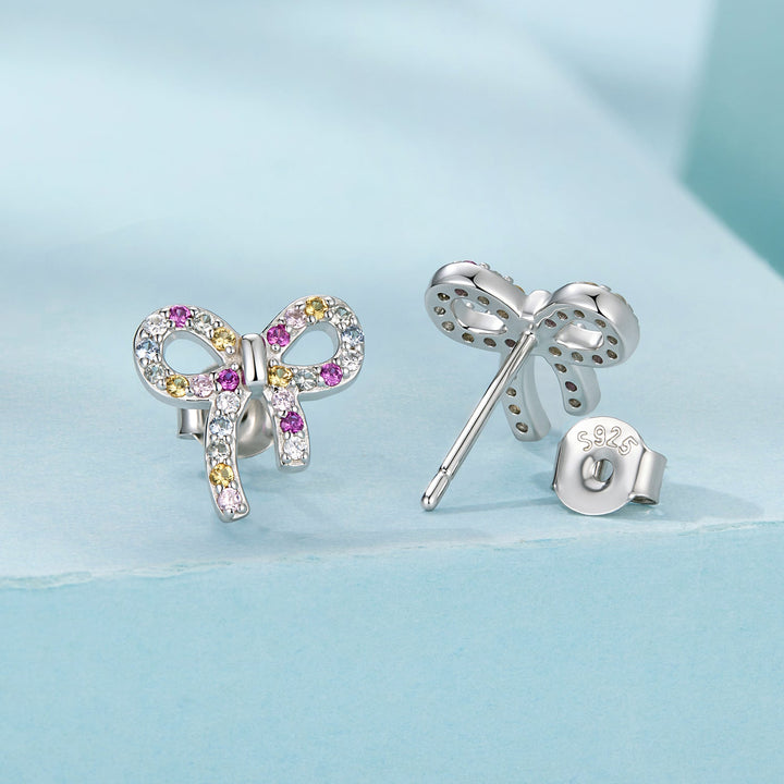 925 Sterling Silver White Gold Plated Pavé Setting CZ Earrings 1.0cm for Women