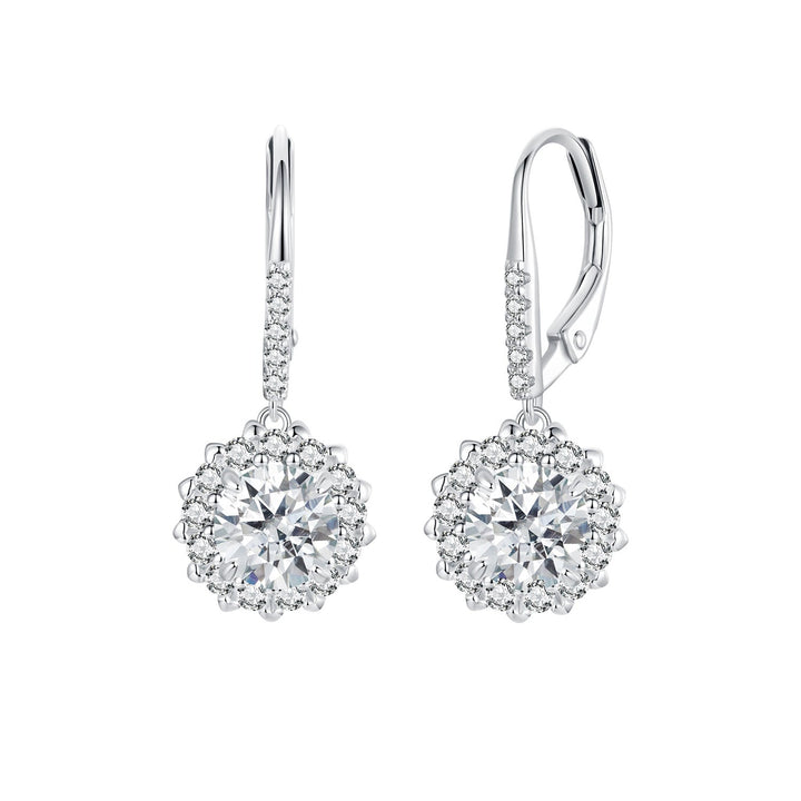 925 Sterling Silver Moissanite 1ct Earrings 26x11mm Pavé White Gold for Women