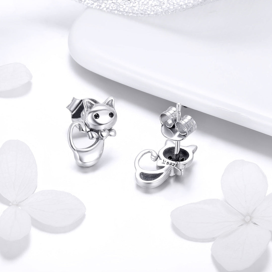 925 Sterling Silver Earrings with Pavé Setting in Oxidized Finish