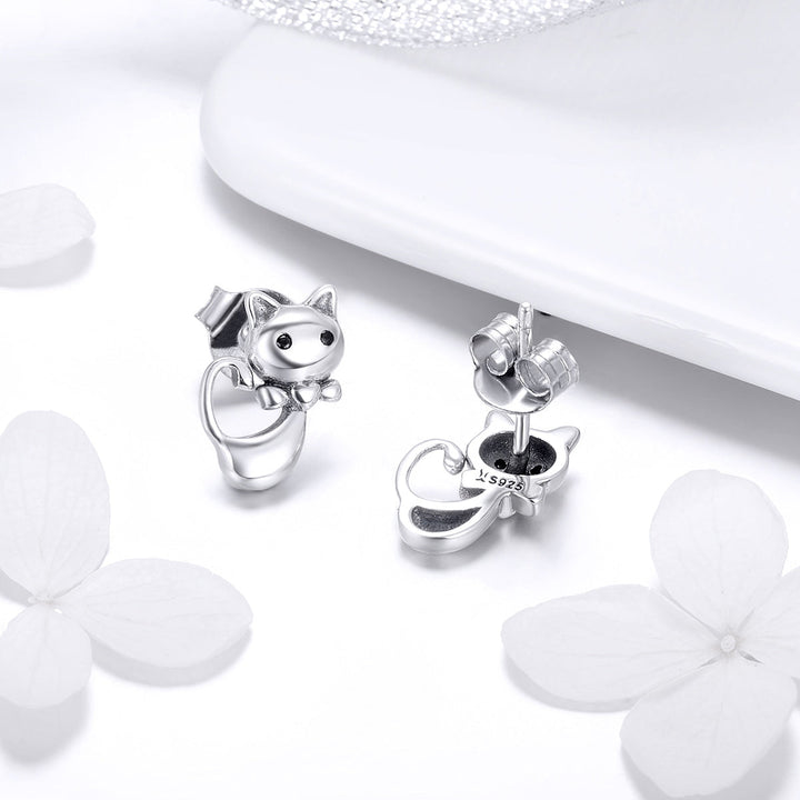 925 Sterling Silver Earrings with Pavé Setting in Oxidized Finish