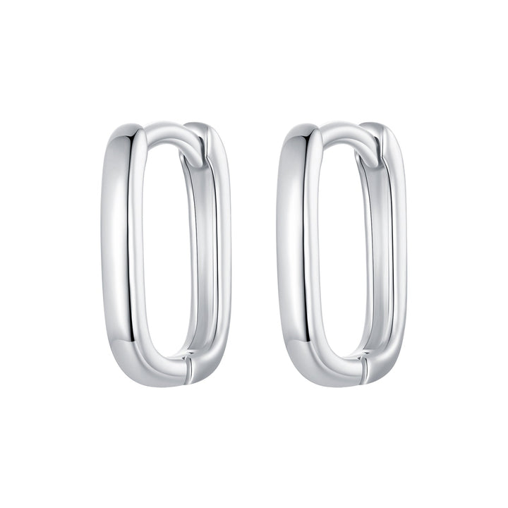 925 Sterling Silver Earrings 10*2mm with White Gold Plating for Women