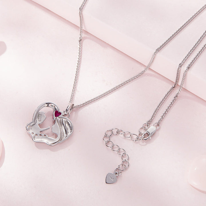 925 Sterling Silver Necklace with Pavé Setting CZ, 25x19mm Pendant, 400mm-450mm Length for Women