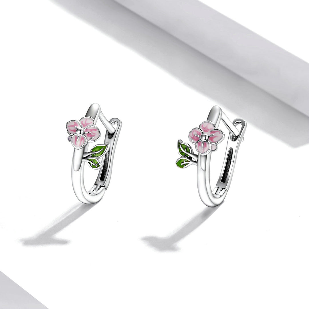 925 Sterling Silver Enamel Oxidized Silver Earrings for Women - 1.5x0.7cm
