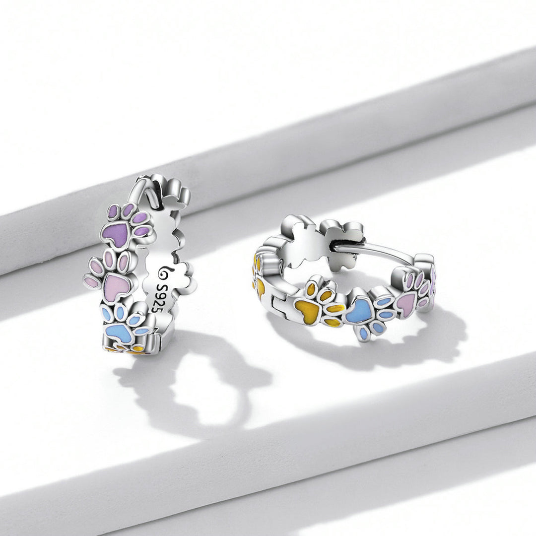 925 Sterling Silver Enamel Oxidized Silver Earrings