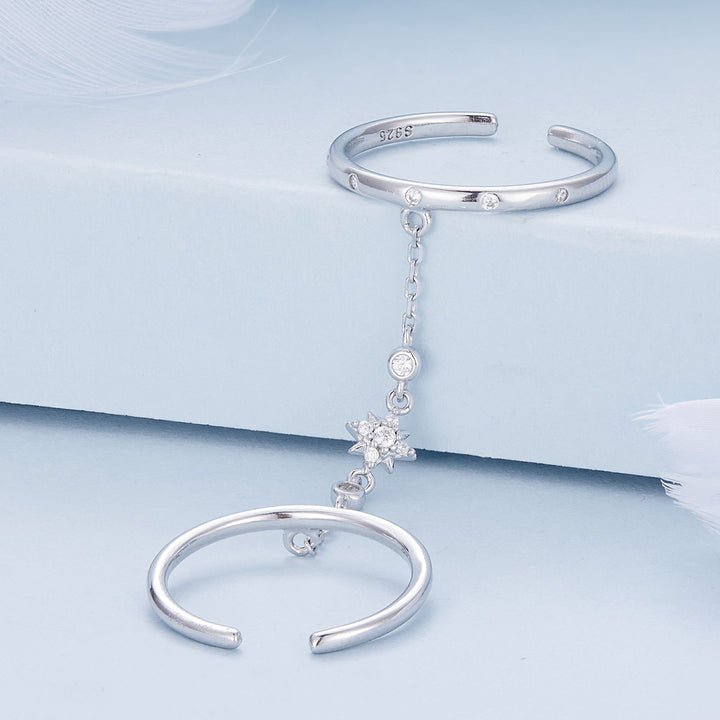 925 Sterling Silver Plated CZ Ring 30mm Chain Length, 1.7mm Width for Women