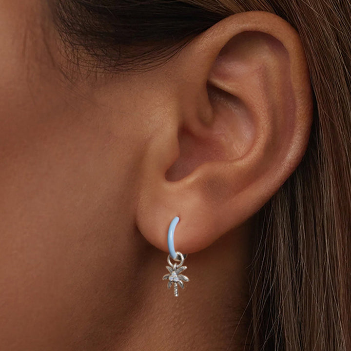 925 Sterling Silver Earrings with Nano Opal Stone and Enamel, Oxidized Finish