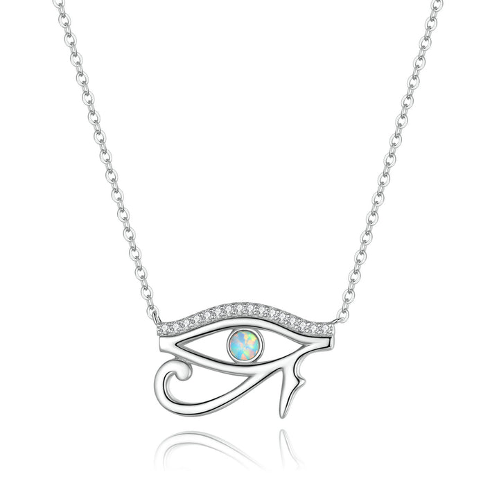 925 Sterling Silver Opal Necklace with CZ and Platinum Plating, Adjustable Length 45cm, Women’s Jewelry