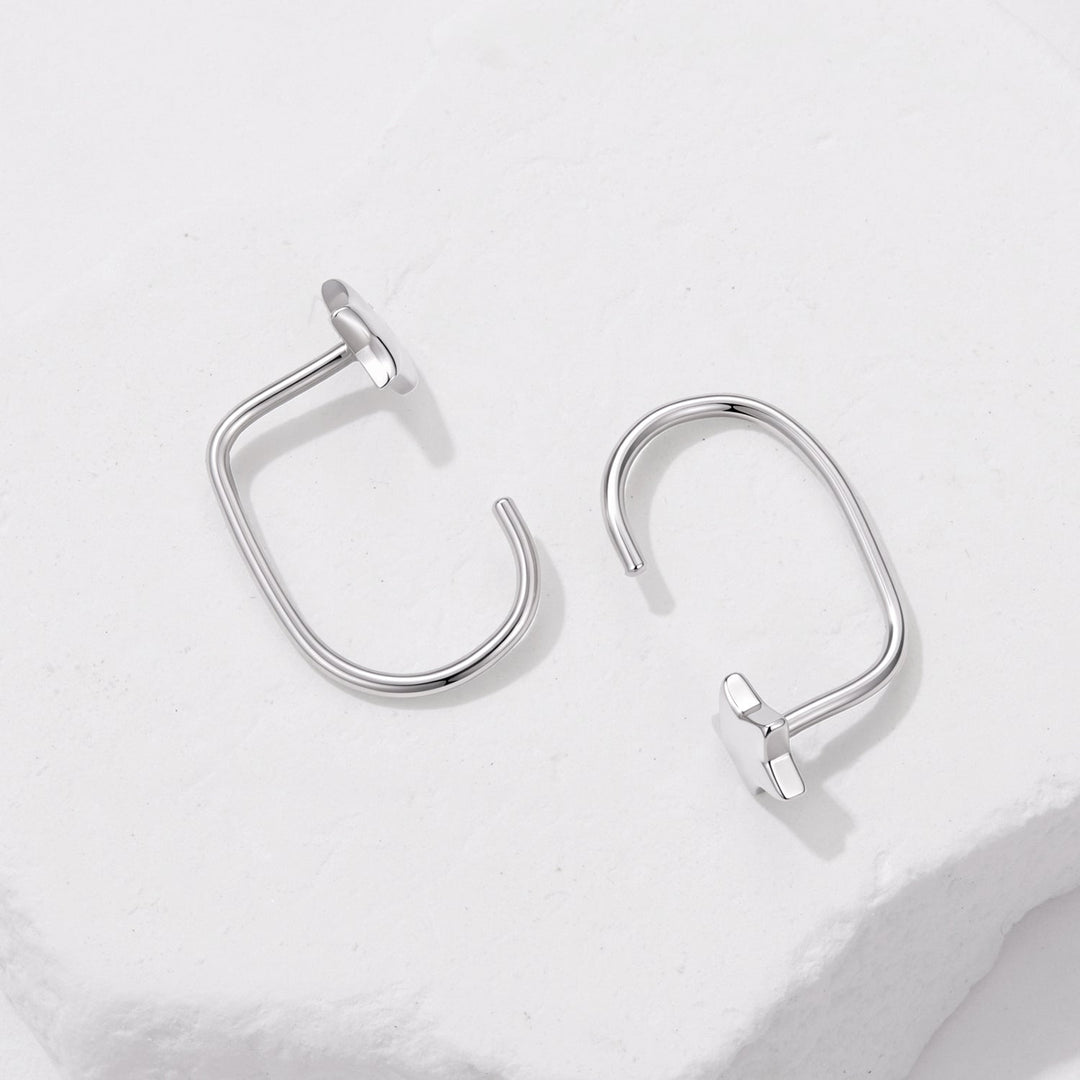 925 Sterling Silver Brass Earrings with White Gold Plating 1.4cm for Women