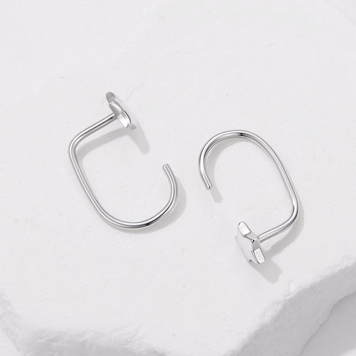 925 Sterling Silver Brass Earrings with White Gold Plating 1.4cm for Women