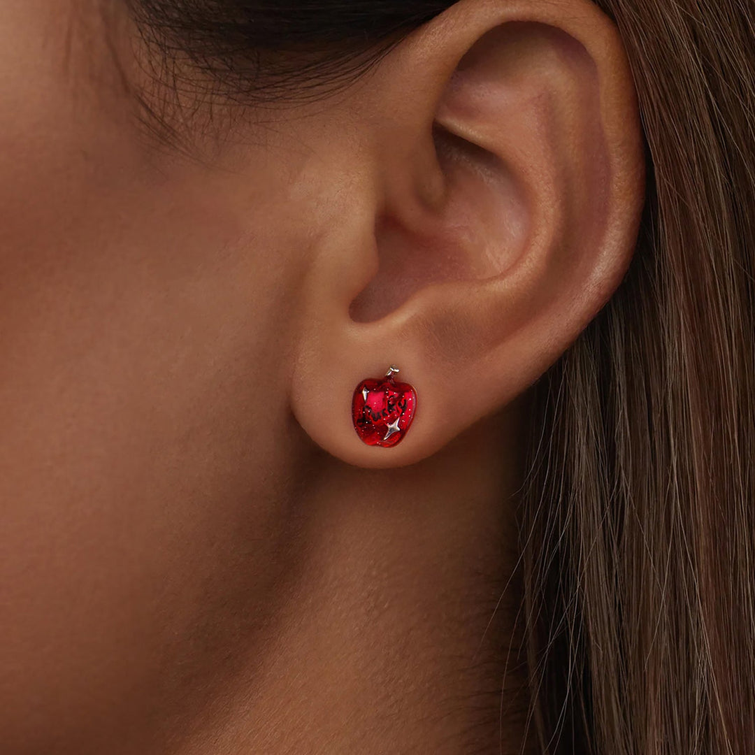 925 Sterling Silver Earrings with Synthetic Spinel &amp; Enamel, 1.1x0.8cm for Women