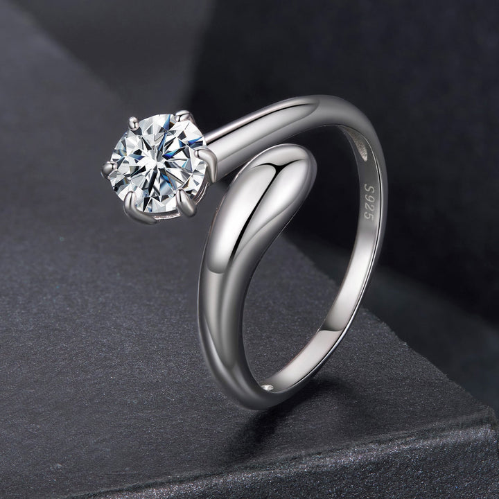 925 Sterling Silver 1 Carat Moissanite Ring for Women