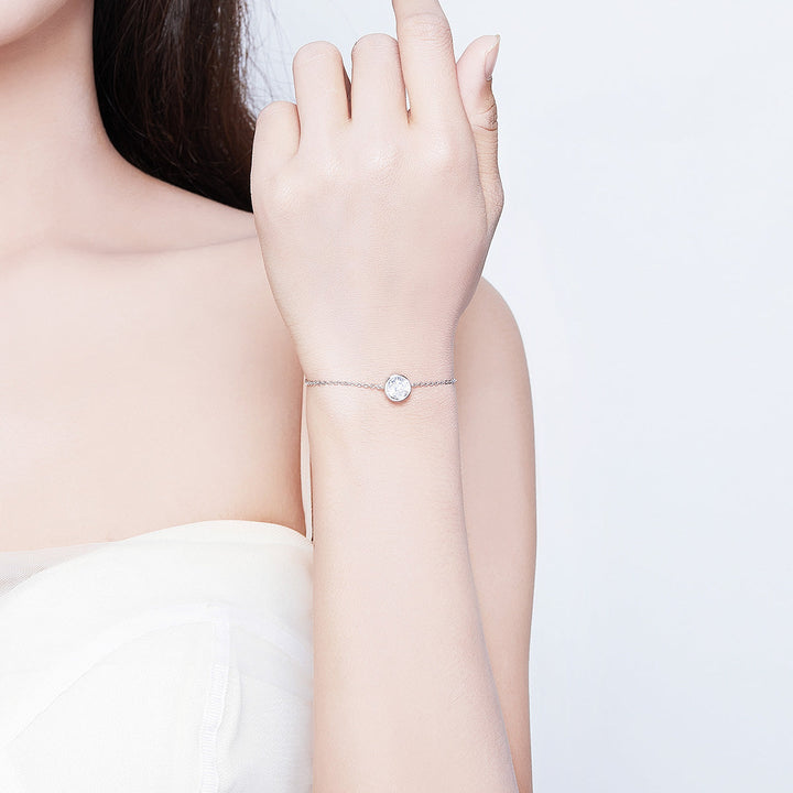 925 Sterling Silver &amp; Platinum Plated CZ Bracelet for Women