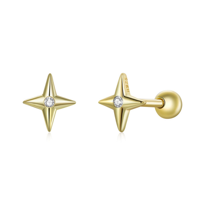 925 Sterling Silver Pavé CZ Gold Plated Earrings