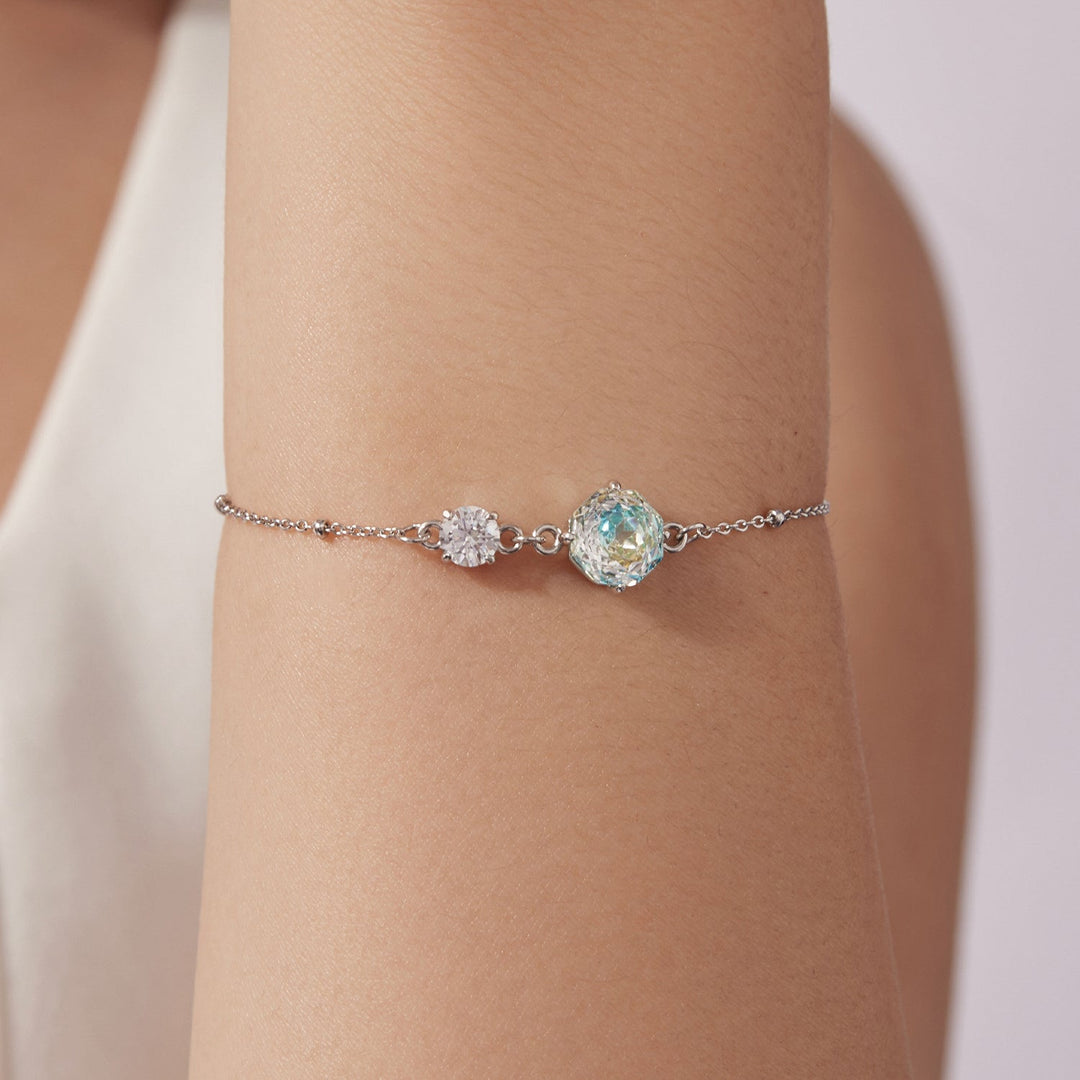 925 Sterling Silver 0.8cm CZ White Gold Plated Bracelet for Women