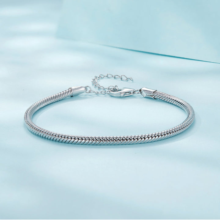 925 Sterling Silver Plated Platinum Bracelet with Adjustable Length for Women