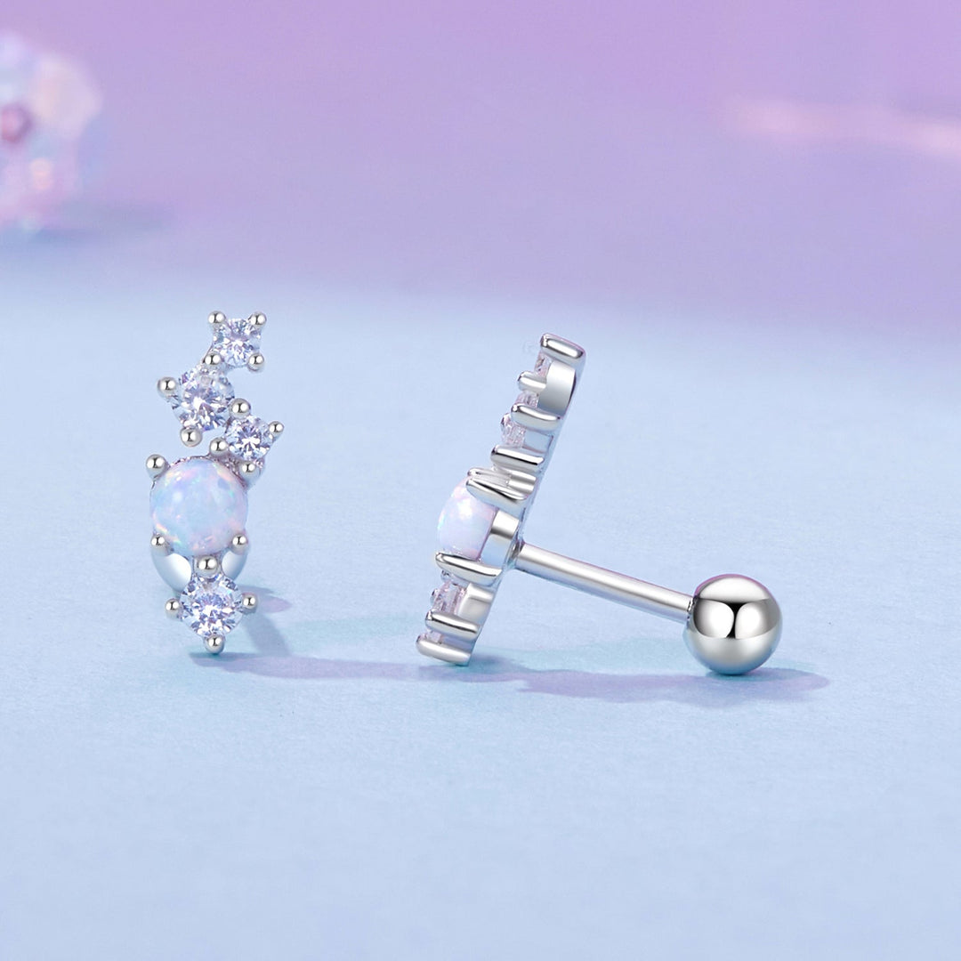 925 Sterling Silver Translucent Opal CZ Earrings for Women
