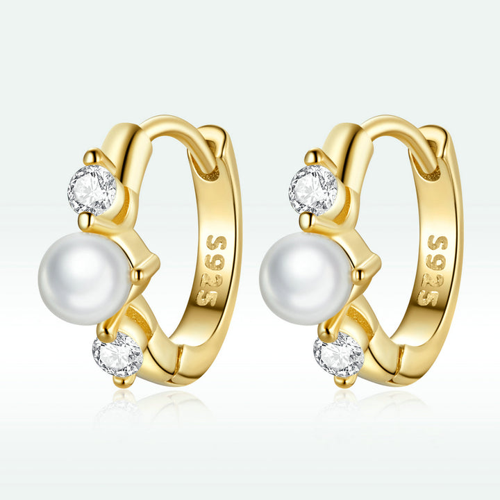925 Sterling Silver Pavé CZ Gold Plated 1x0.5cm Earrings for Women