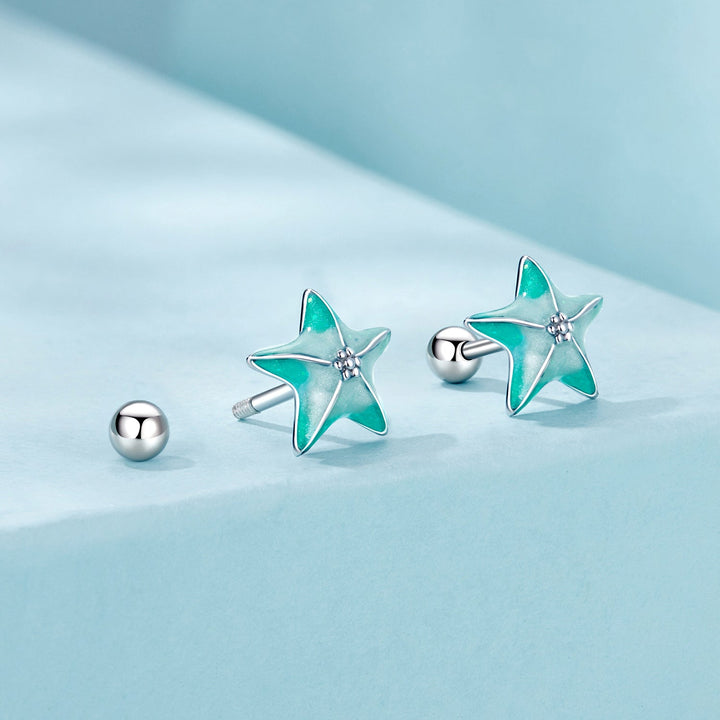 925 Sterling Silver Enamel White Gold Plated Earrings