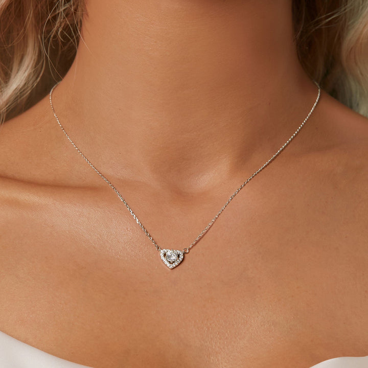 925 Sterling Silver Moissanite 0.5 Carat Necklace with CZ for Women