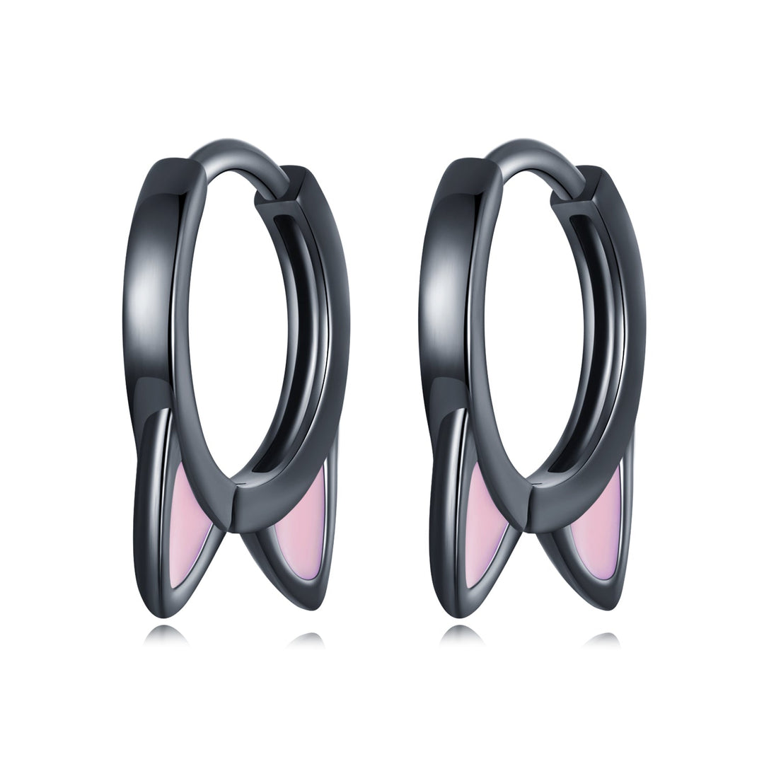 925 Sterling Silver Enamel Black Gold Plated Earrings for Women