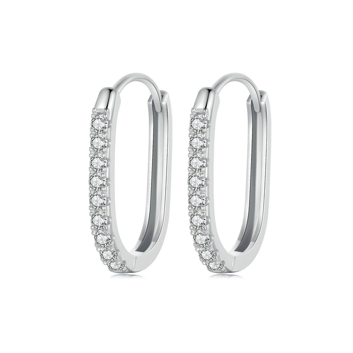 925 Sterling Silver Earrings with Pavé Setting CZ in Platinum for Women
