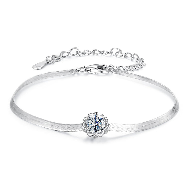 925 Sterling Silver Moissanite 0.50 Carat Bracelet with Pavé Setting and White Gold Plating for Women