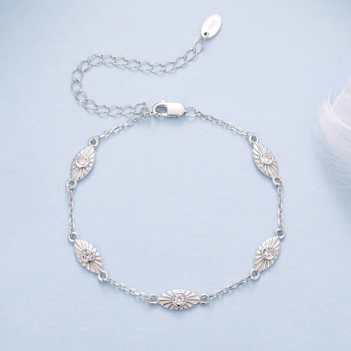 925 Sterling Silver White Gold Plated Bracelet with CZ Pendants for Women