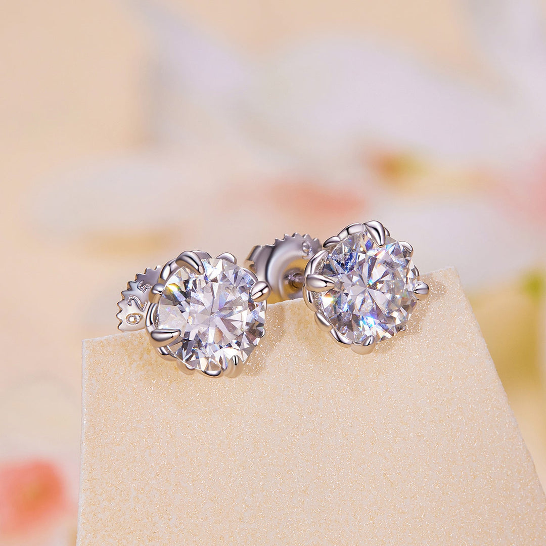 925 Sterling Silver &amp; Moissanite 0.7cm Earrings Style L for Women