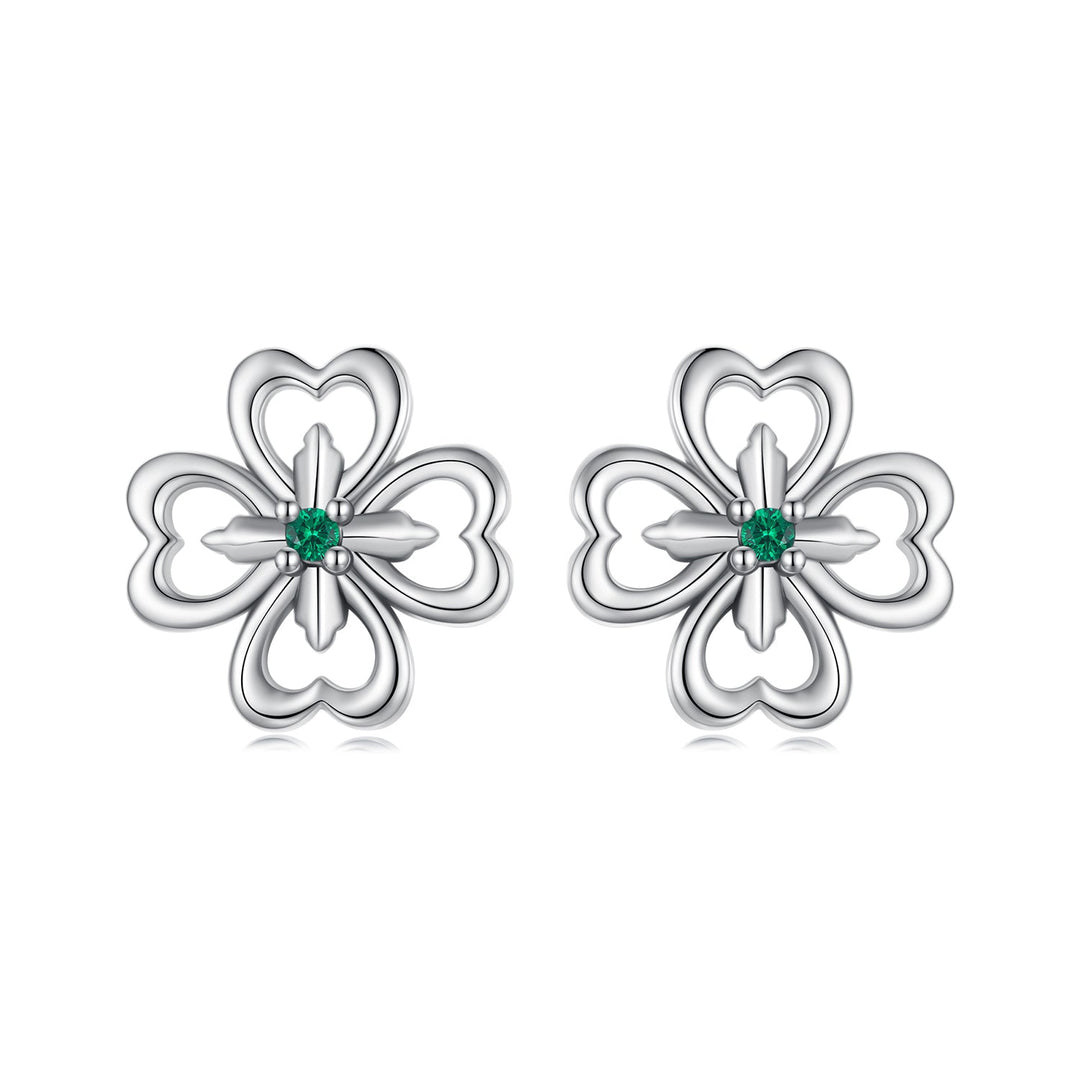 925 Sterling Silver Earrings with Pavé Setting CZ, 0.9cm, Oxidized Silver for Women