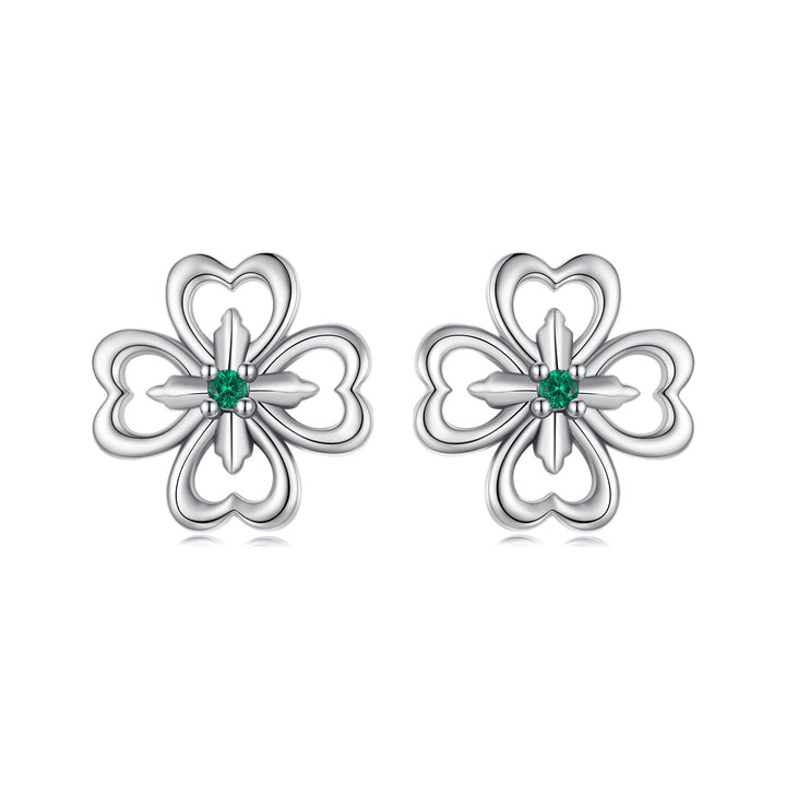 925 Sterling Silver Earrings with Pavé Setting CZ, 0.9cm, Oxidized Silver for Women