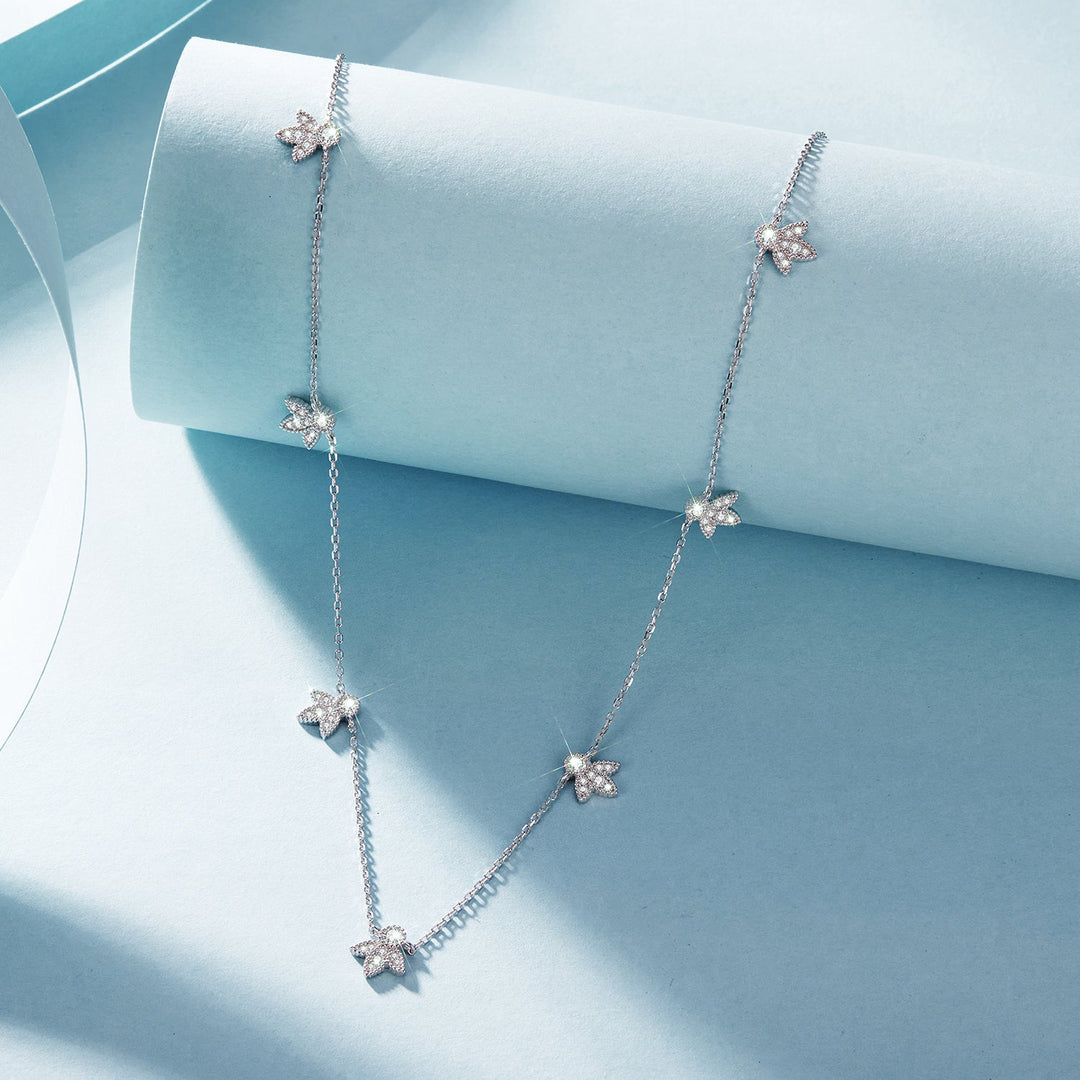 925 Sterling Silver Moissanite 0.25 Carat Necklace with Pavé Setting for Women
