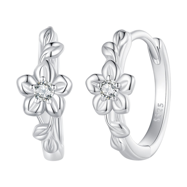 925 Sterling Silver Earrings with Zircon and Platinum Plating