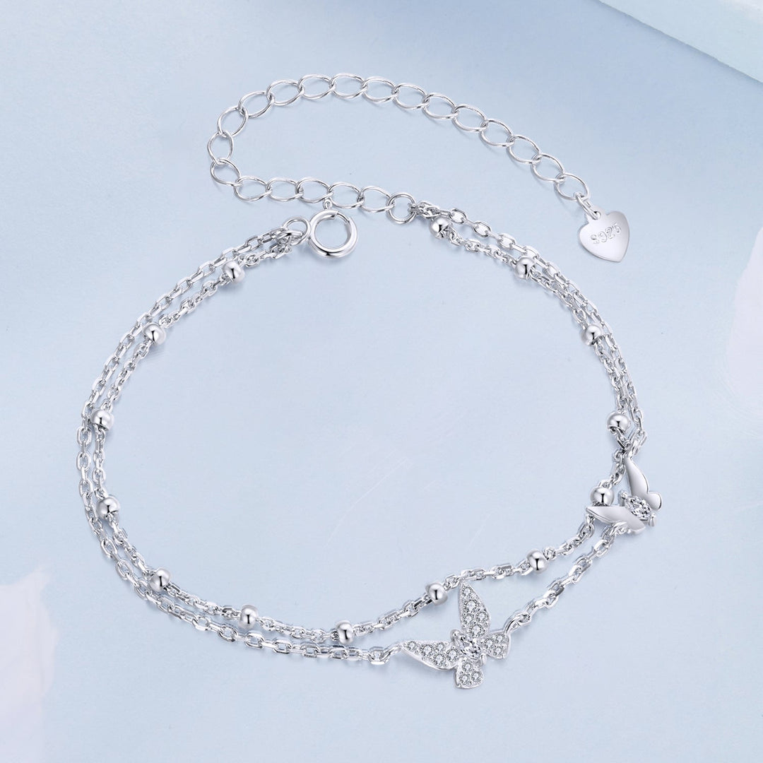 925 Sterling Silver Bracelets with Platinum Plating and CZ Stones - 150+60mm