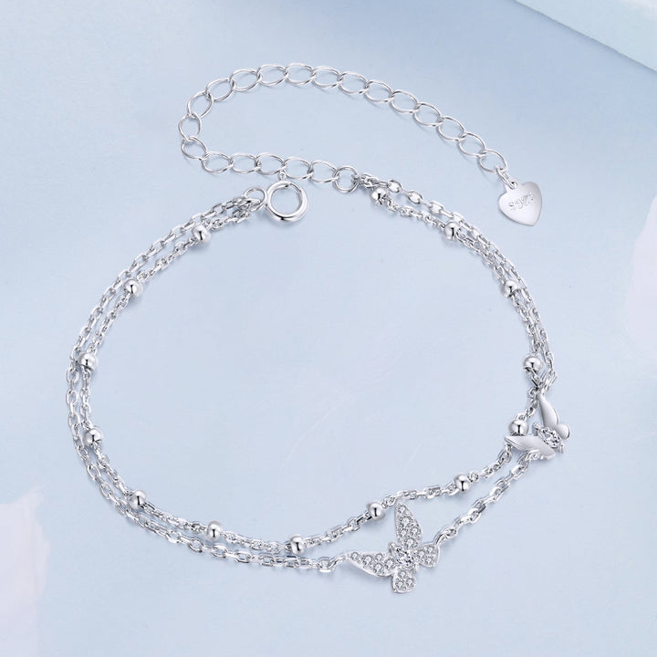 925 Sterling Silver Bracelets with Platinum Plating and CZ Stones - 150+60mm