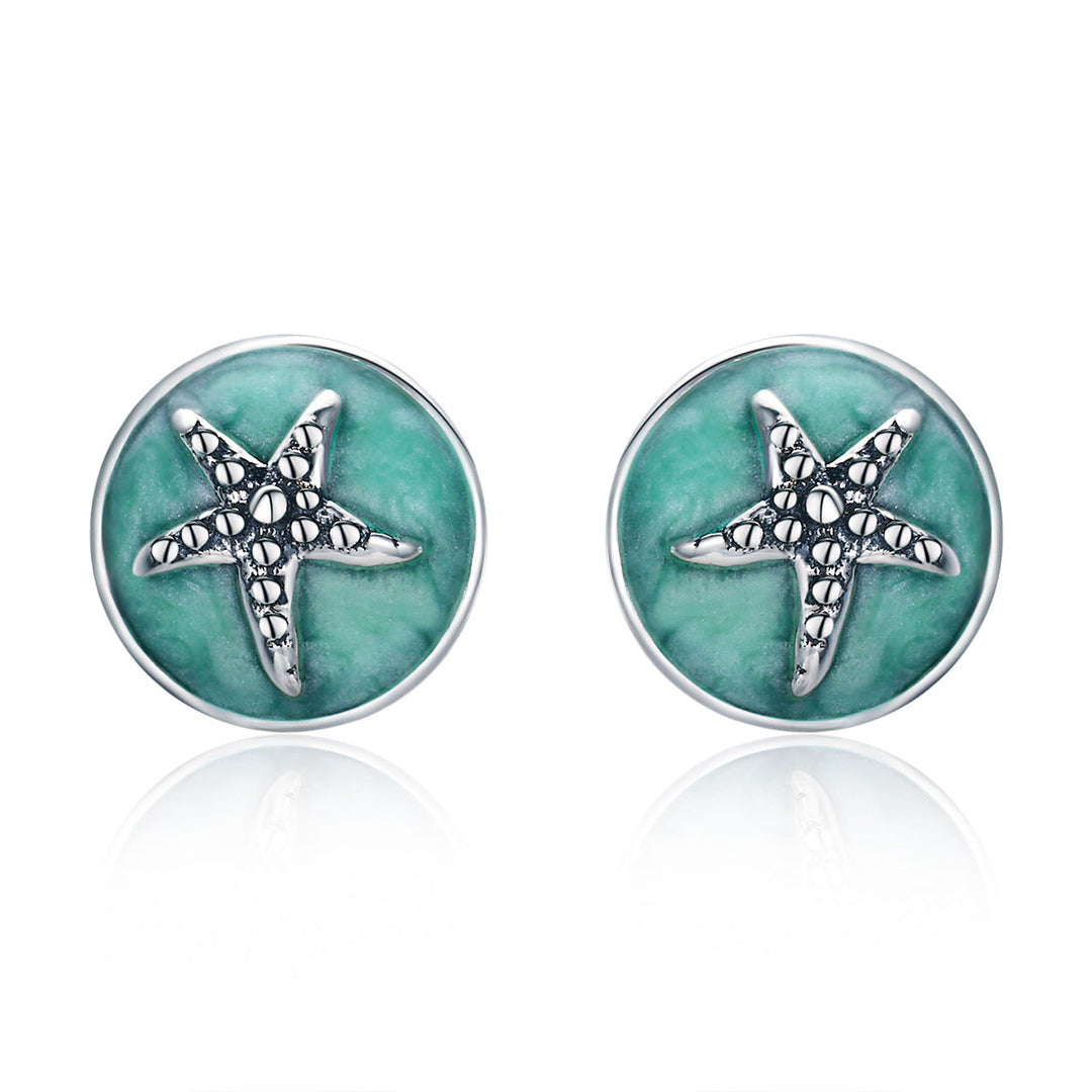 925 Sterling Silver Oxidized Enamel Earrings