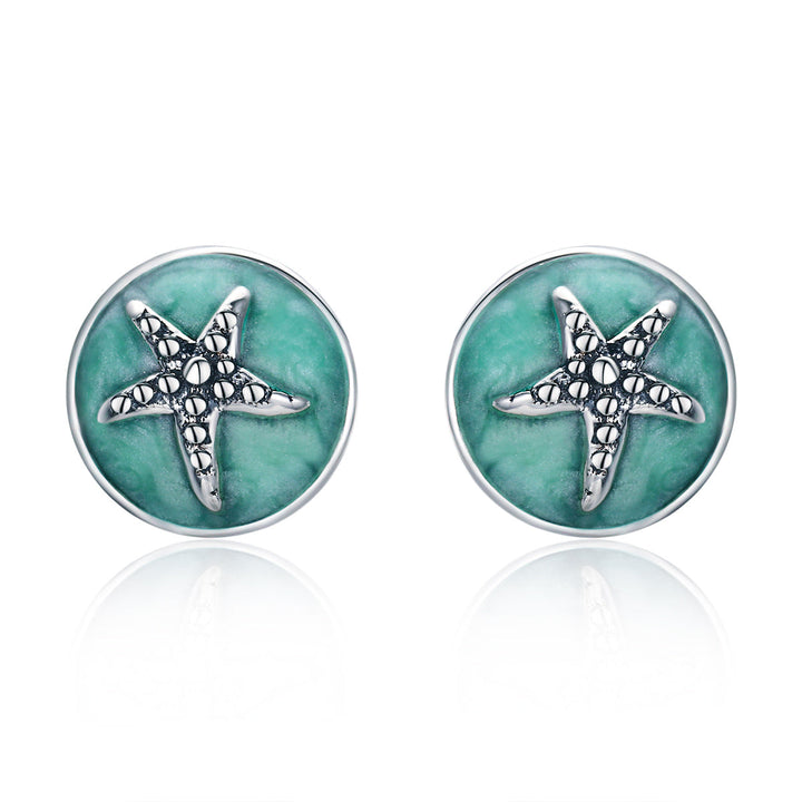 925 Sterling Silver Oxidized Enamel Earrings