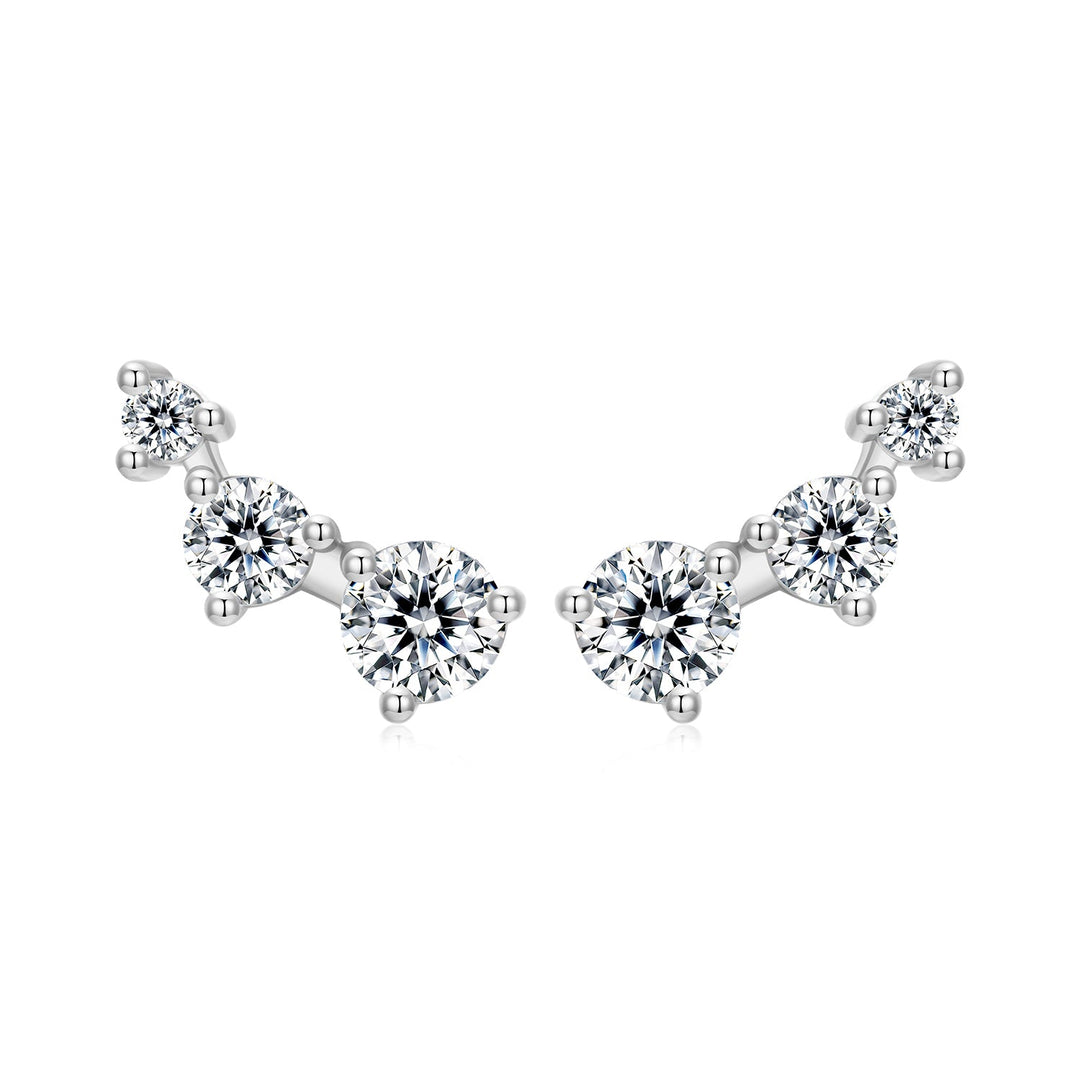 925 Sterling Silver Earrings with Pavé Setting CZ | Size 0.6*1.45cm for Women