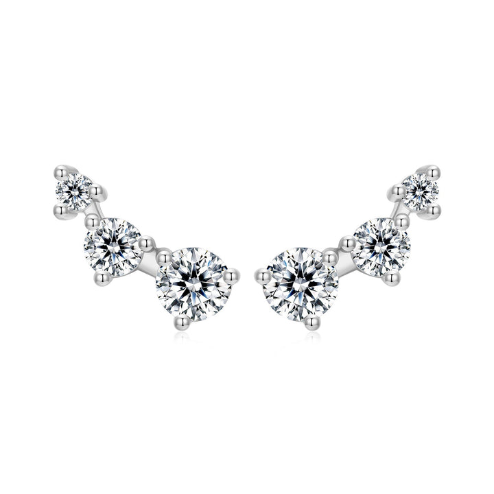 925 Sterling Silver Earrings with Pavé Setting CZ | Size 0.6*1.45cm for Women